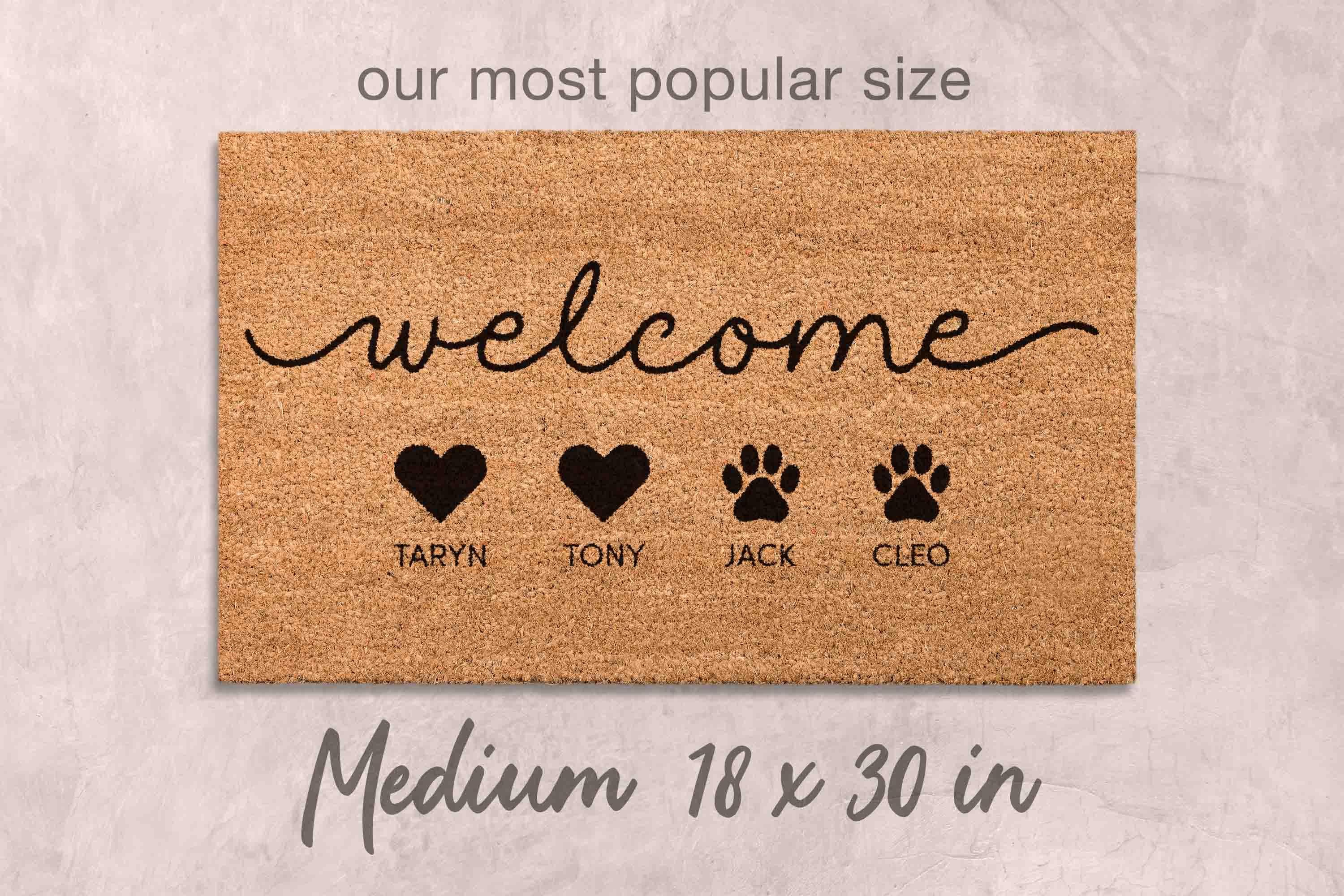 Personalized Dog Doormat: Custom Family Name - Natural Coir Fiber
