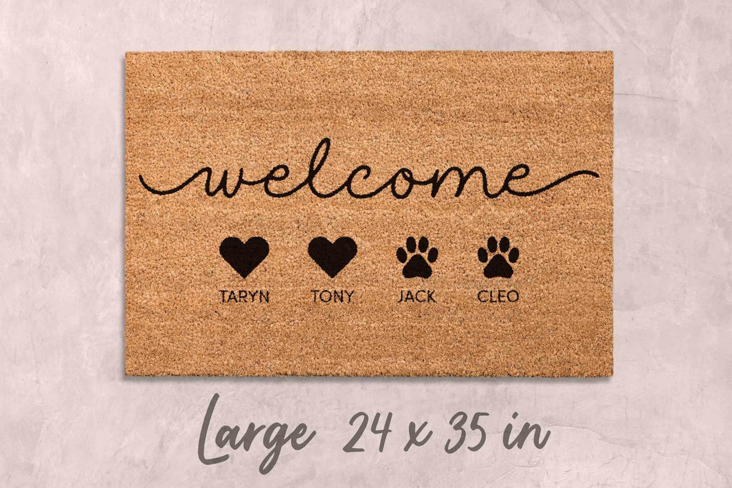 Personalized Dog Doormat: Custom Family Name - Natural Coir Fiber