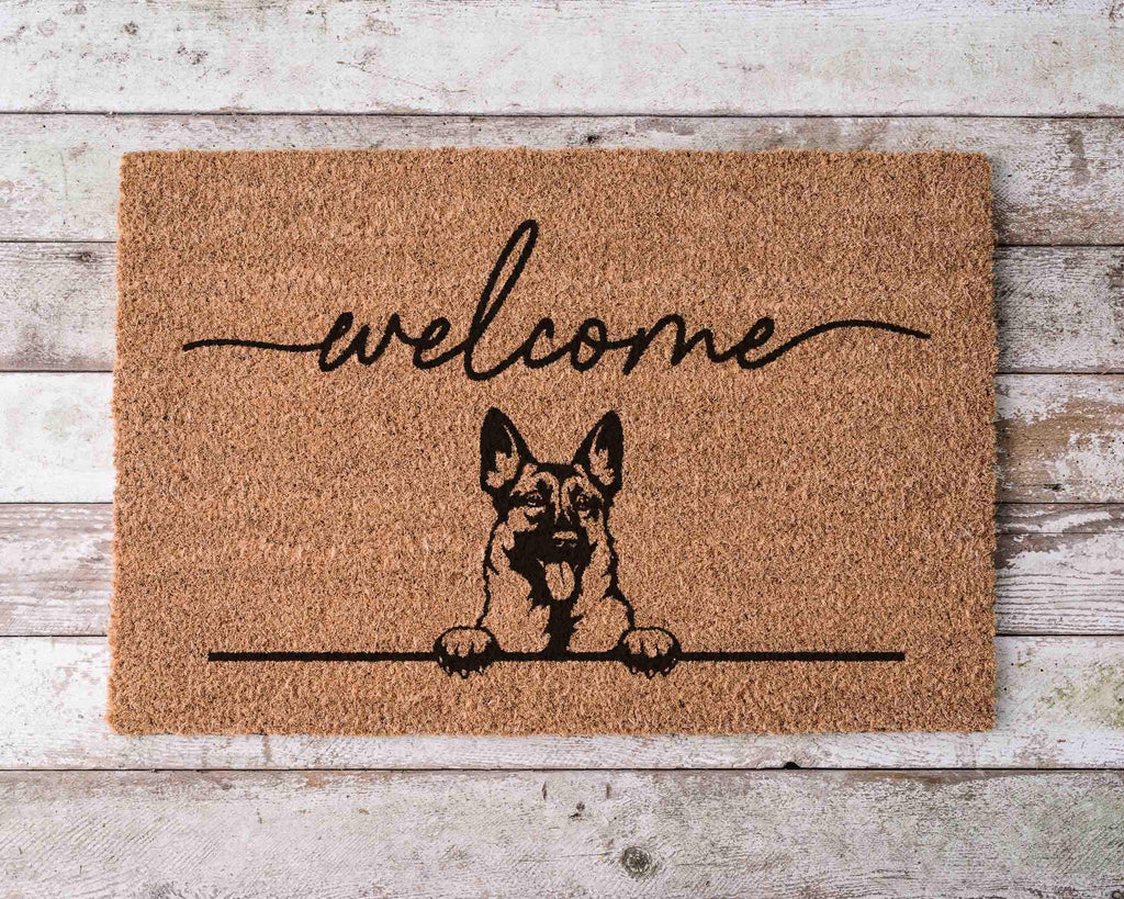 German Shepherd Doormat, Natural Coir (Latex Backing, Outdoor/Indoor)