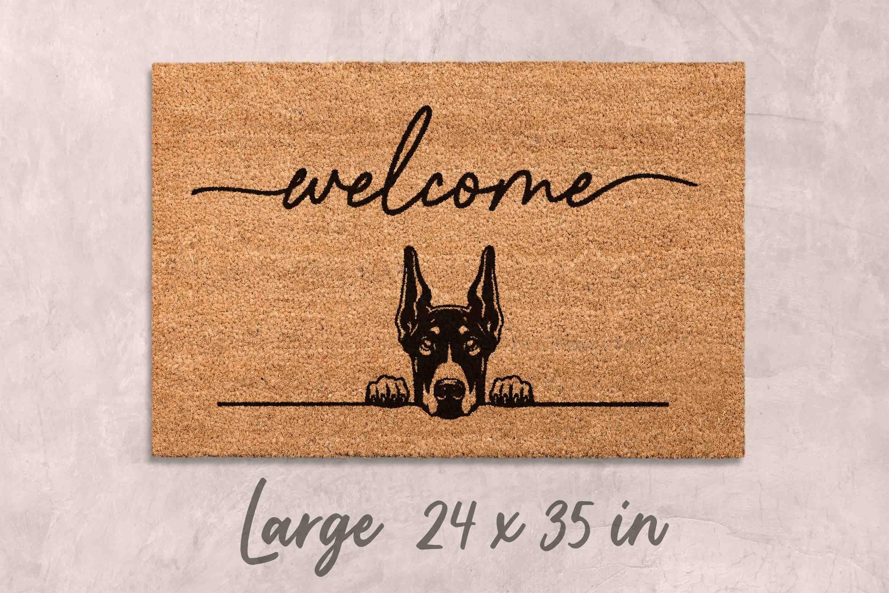 Doberman Welcome Mat - Funny Dog Lover Gift, Coir