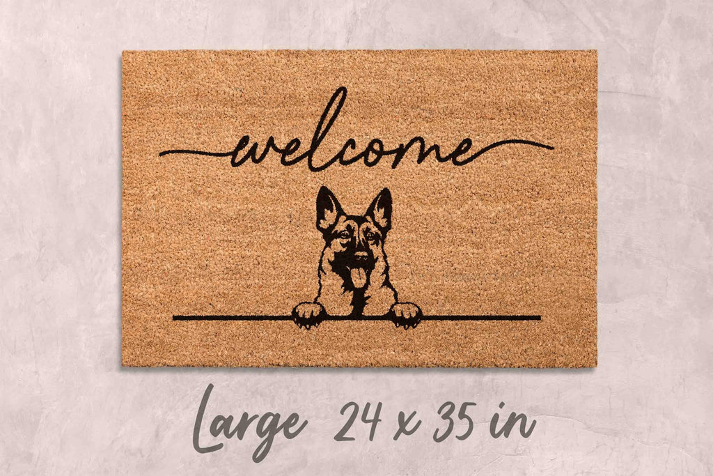 German Shepherd Doormat, Natural Coir (Latex Backing, Outdoor/Indoor)