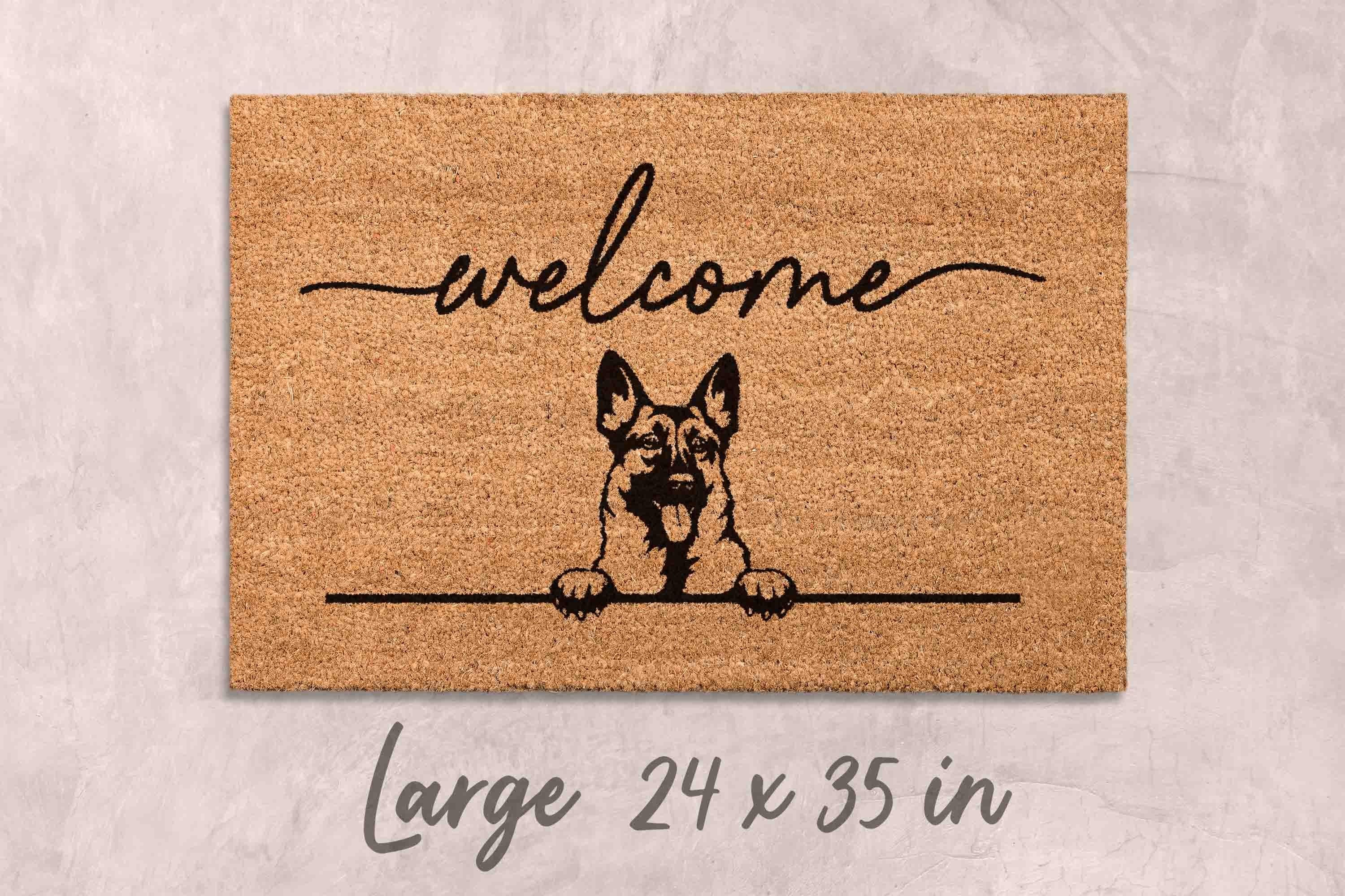 German Shepherd Doormat, Natural Coir (Latex Backing, Outdoor/Indoor)