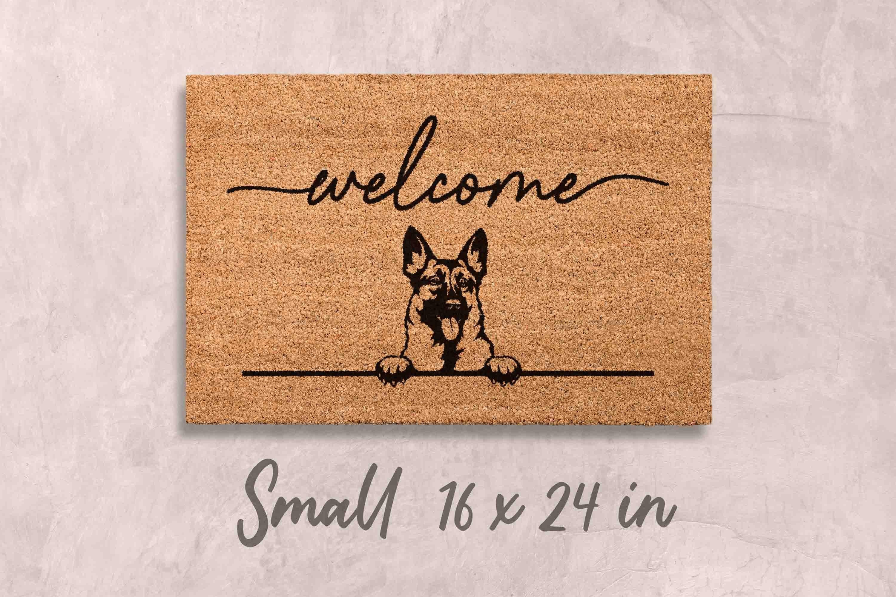 German Shepherd Doormat, Natural Coir (Latex Backing, Outdoor/Indoor)