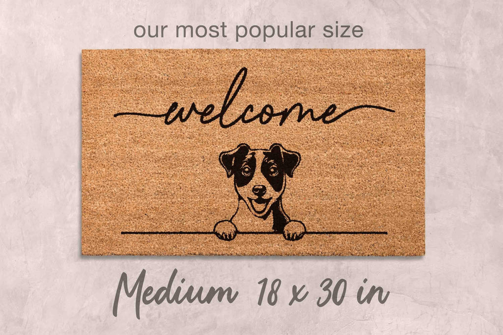 Jack Russell Terrier Doormat, Natural Coir, Funny Welcome Mat (Latex Backing)