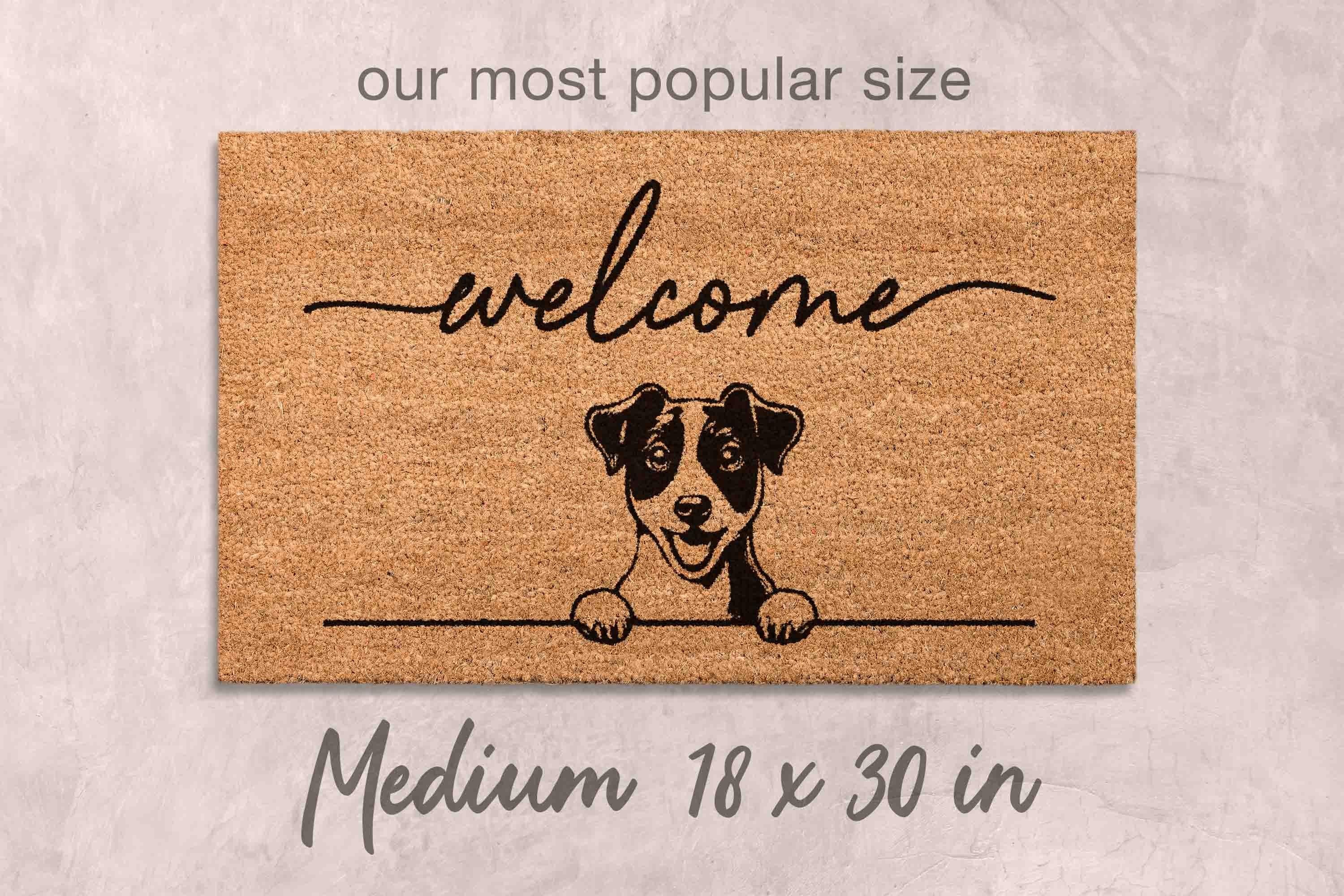 Jack Russell Terrier Doormat, Natural Coir, Funny Welcome Mat (Latex Backing)