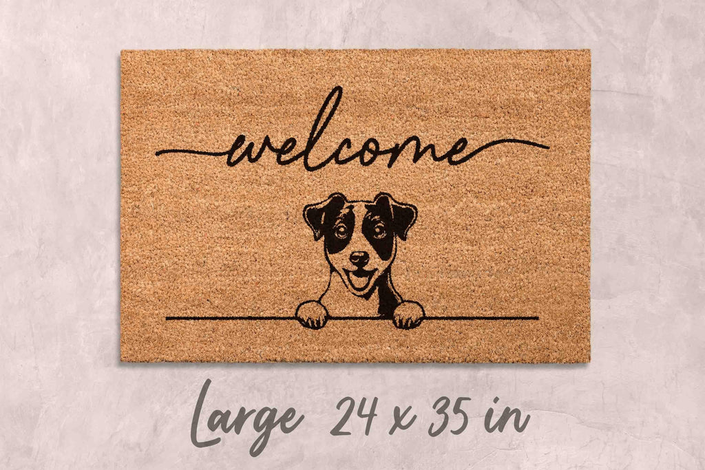 Jack Russell Terrier Doormat, Natural Coir, Funny Welcome Mat (Latex Backing)