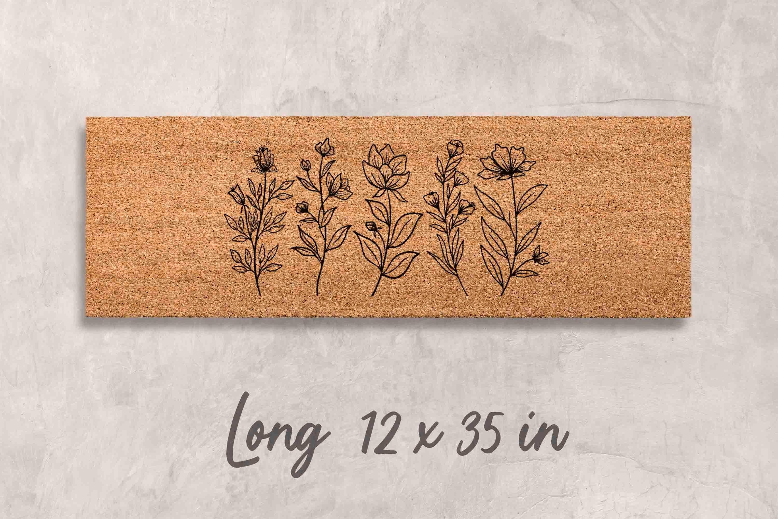 Wildflower Coir Doormat, Floral Design (Front Door, Outdoor Use)