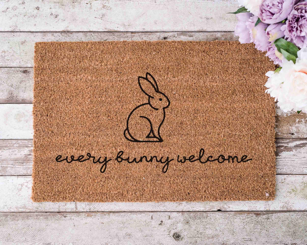 Funny Easter Bunny Doormat - Natural Coir with Latex Backing