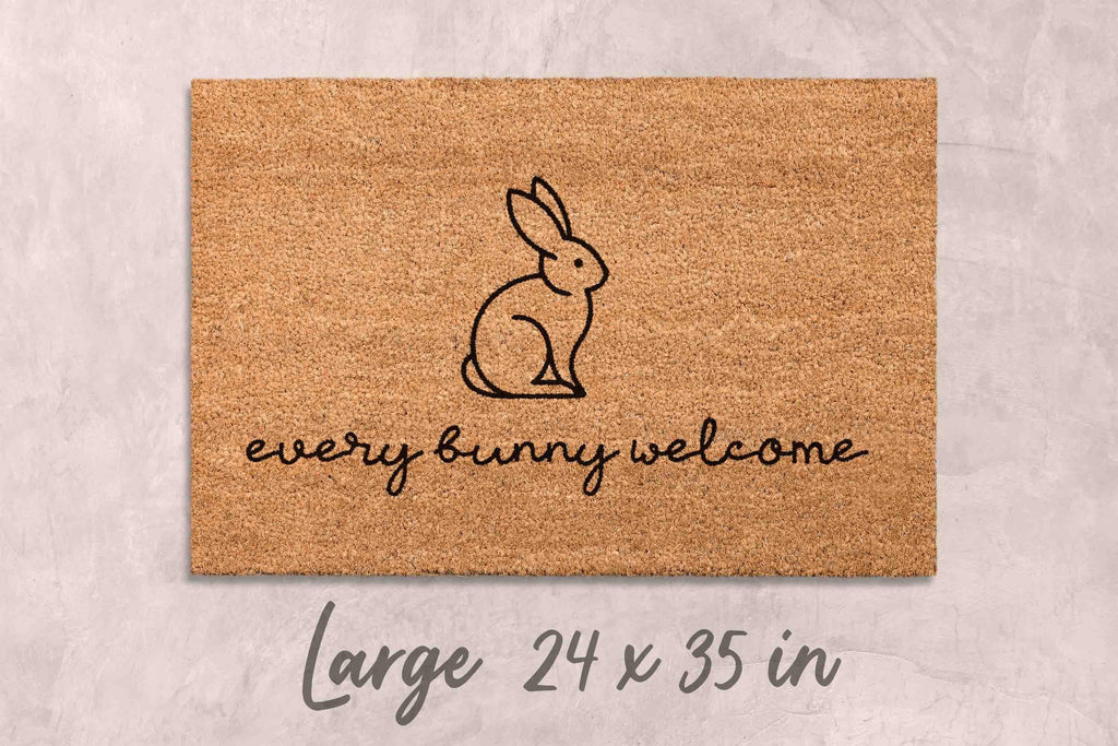 Funny Easter Bunny Doormat - Natural Coir with Latex Backing