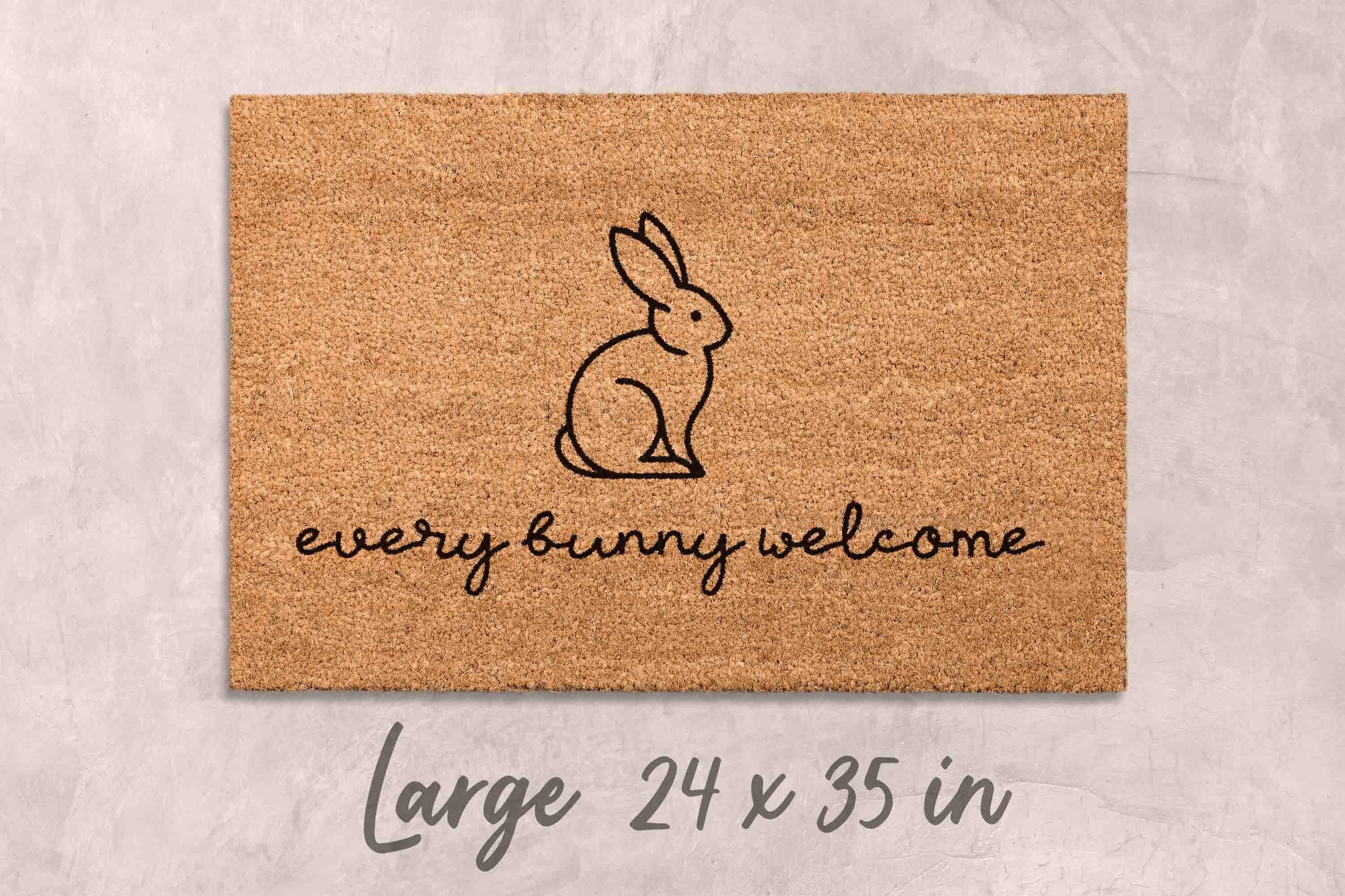 Funny Easter Bunny Doormat - Natural Coir with Latex Backing