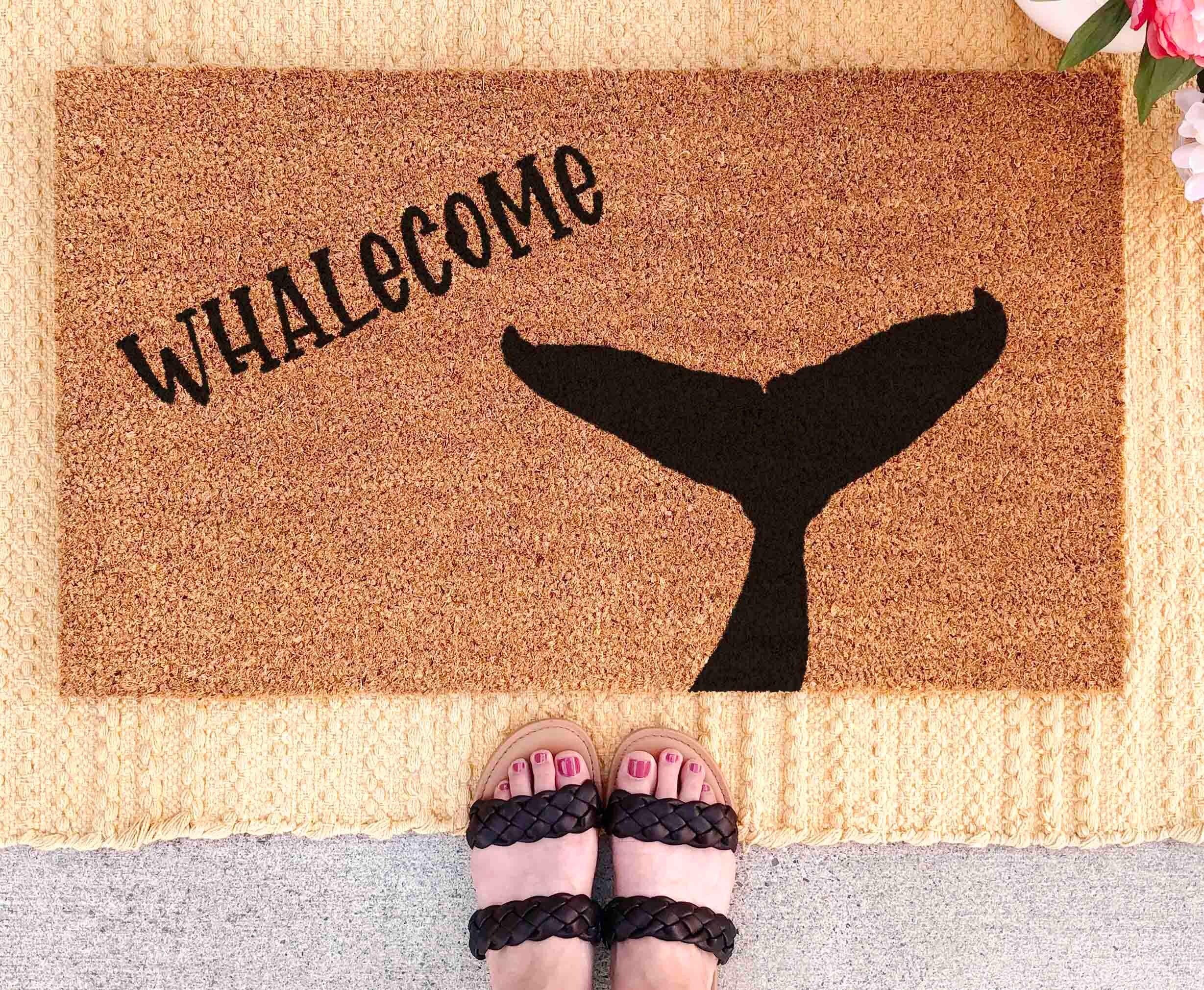 Whalecome Doormat: Funny Nautical Welcome Mat for Porch