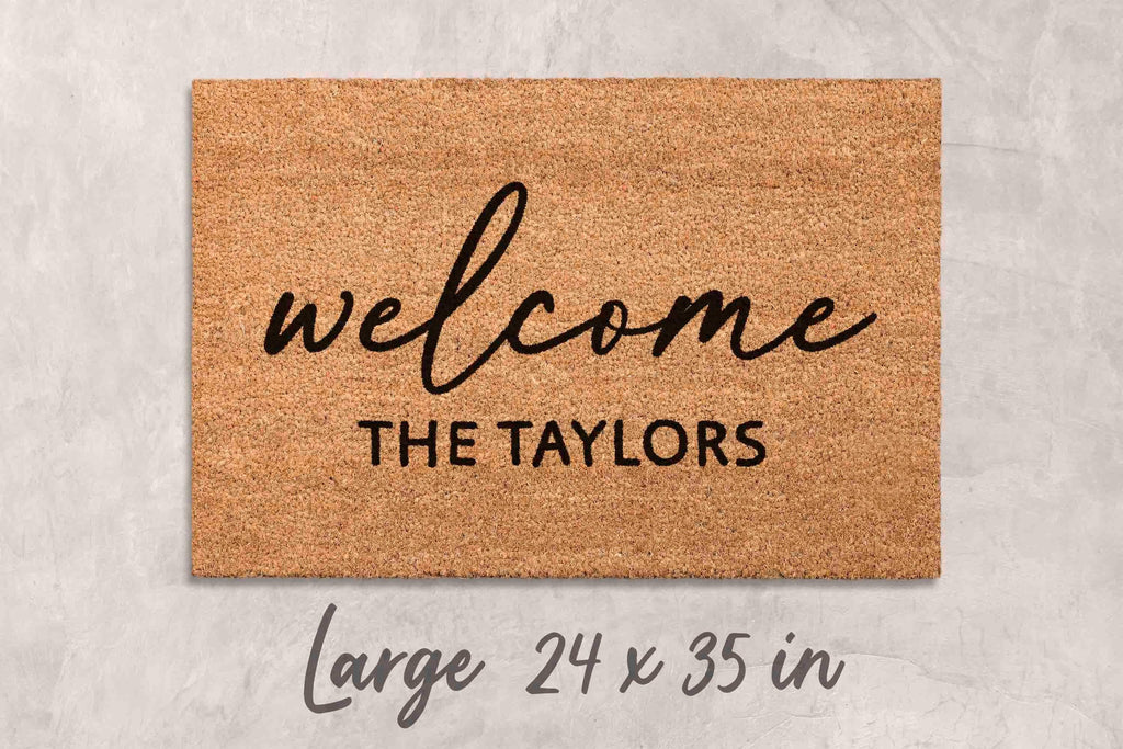 Welcome Mat: Custom Family Name Doormat (Natural Coir, Latex)