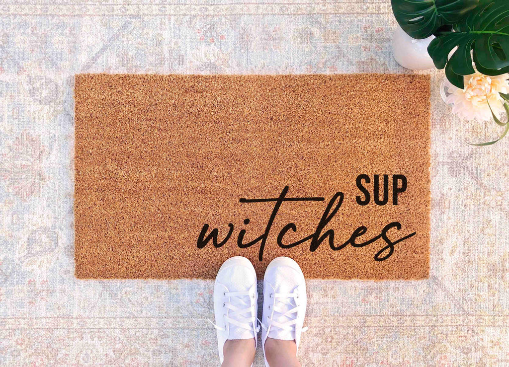 Halloween Door Mat: Sup Witches Saying (Coir, Outdoor Use)