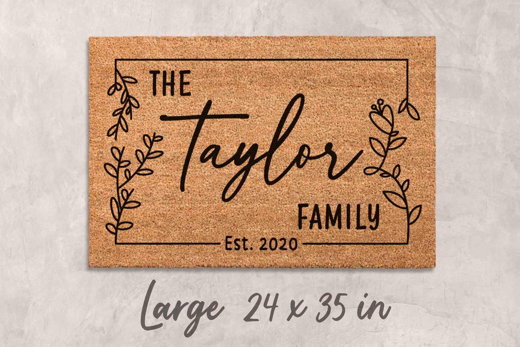 Custom Family Name Door Mat: Natural Coir - Latex Backing