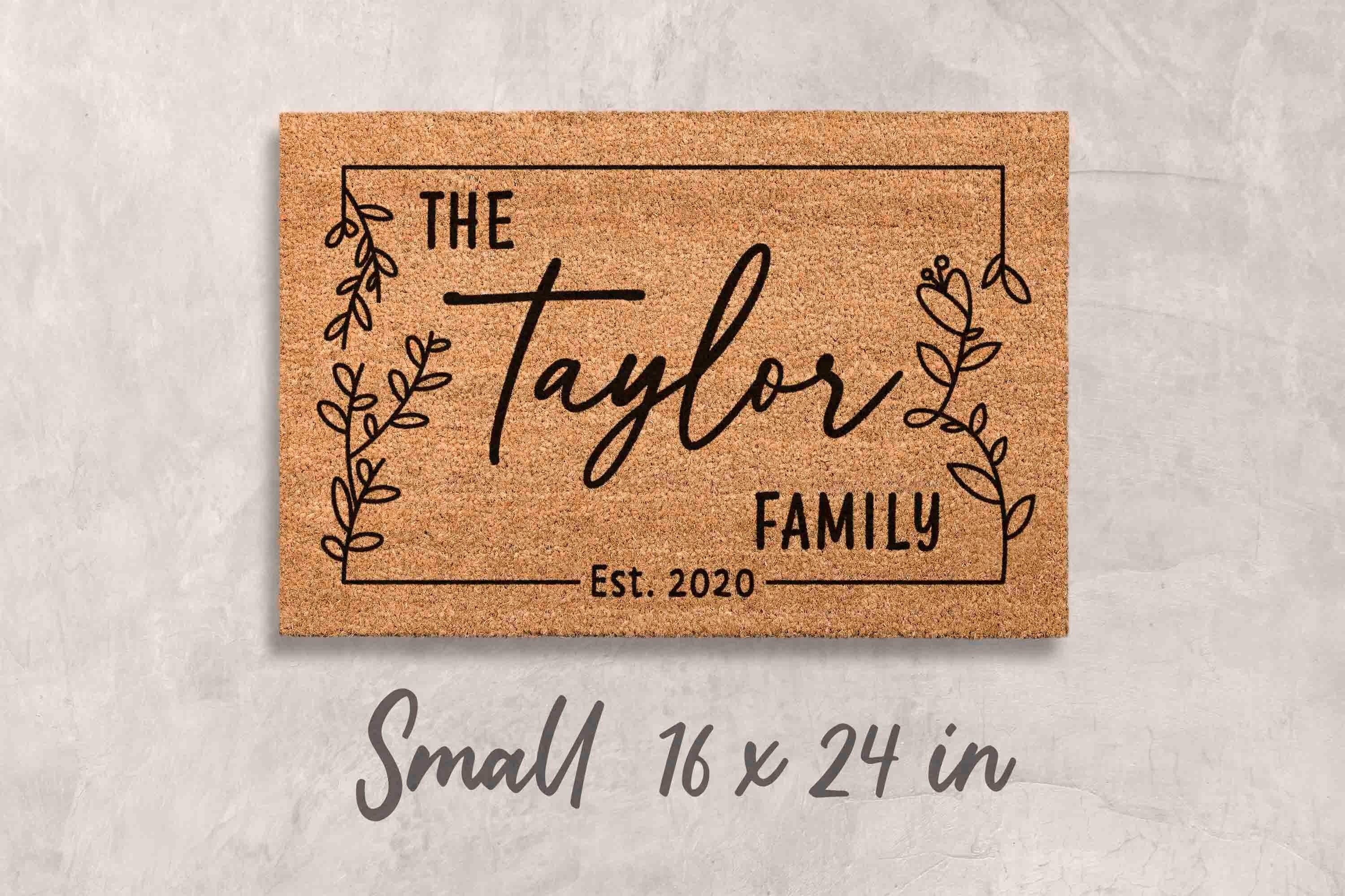 Custom Family Name Door Mat: Natural Coir - Latex Backing