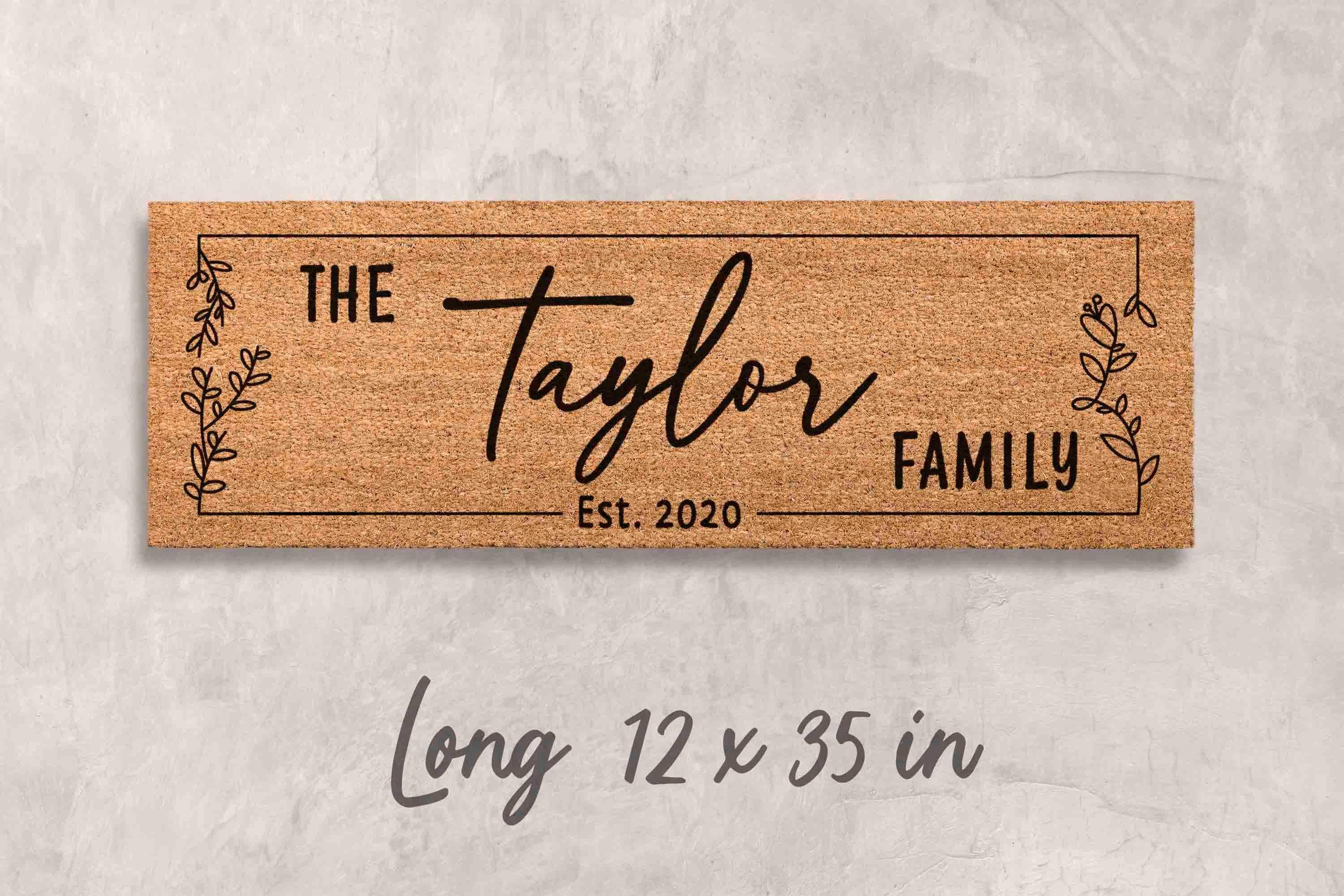 Custom Family Name Door Mat: Natural Coir - Latex Backing