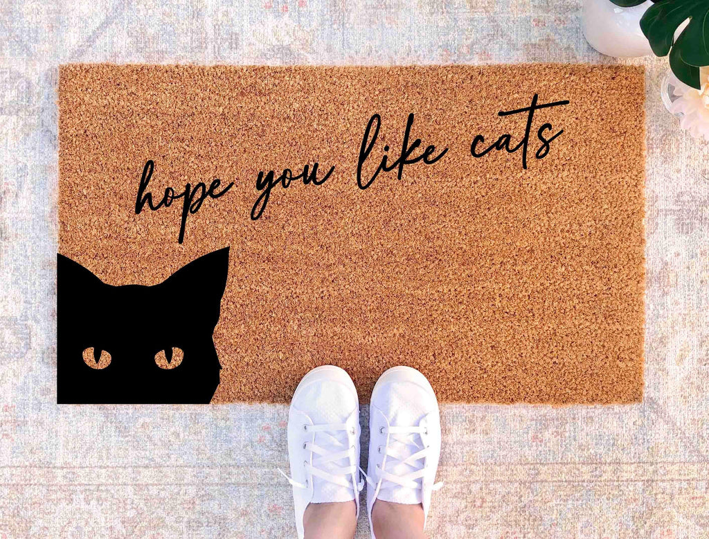 Funny Cat Doormat: 'Hope You Like Cats' Welcome Mat