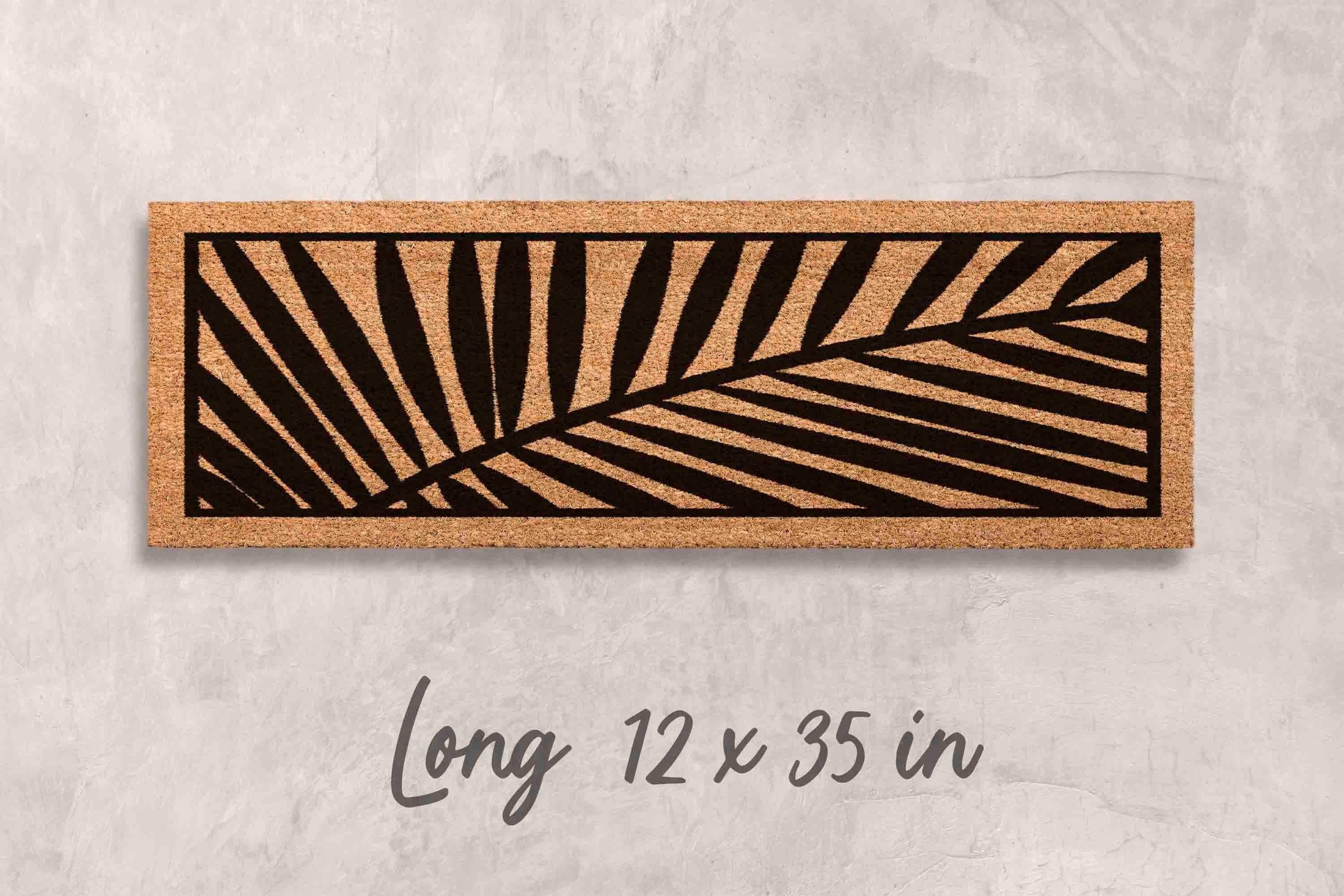Floral Leaves Doormat: Minimalist Welcome Mat (Natural Coir, Latex Backing)