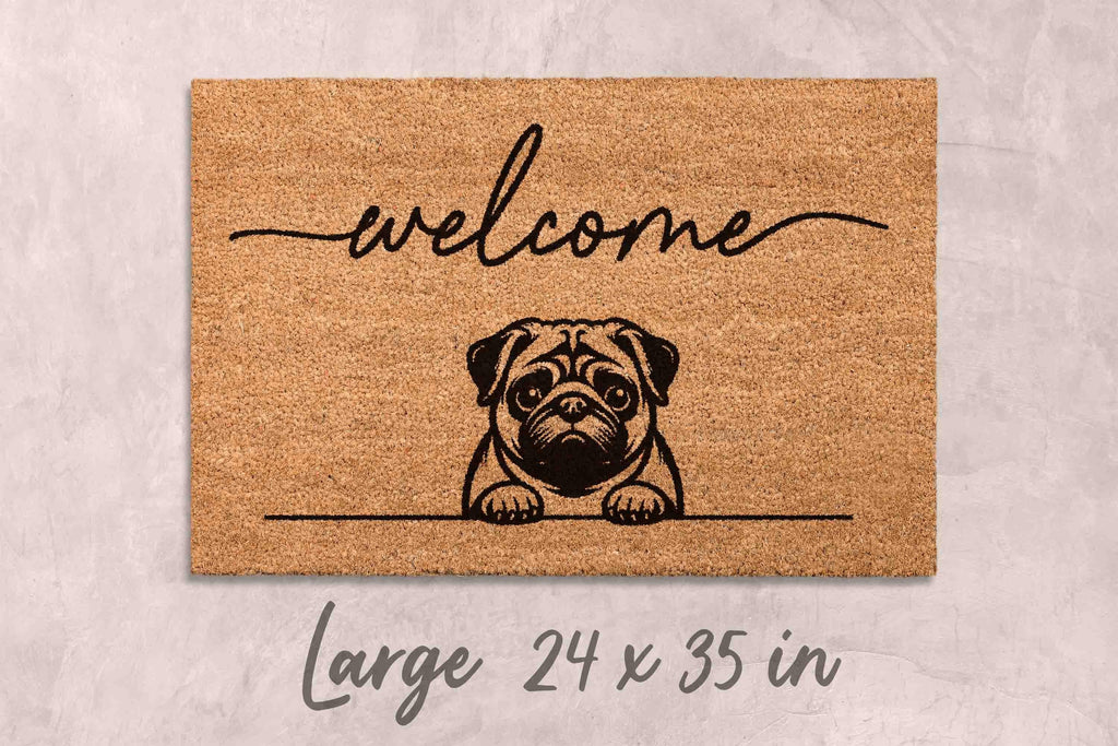 Pug Door Mat - Natural Coir with Latex Backing