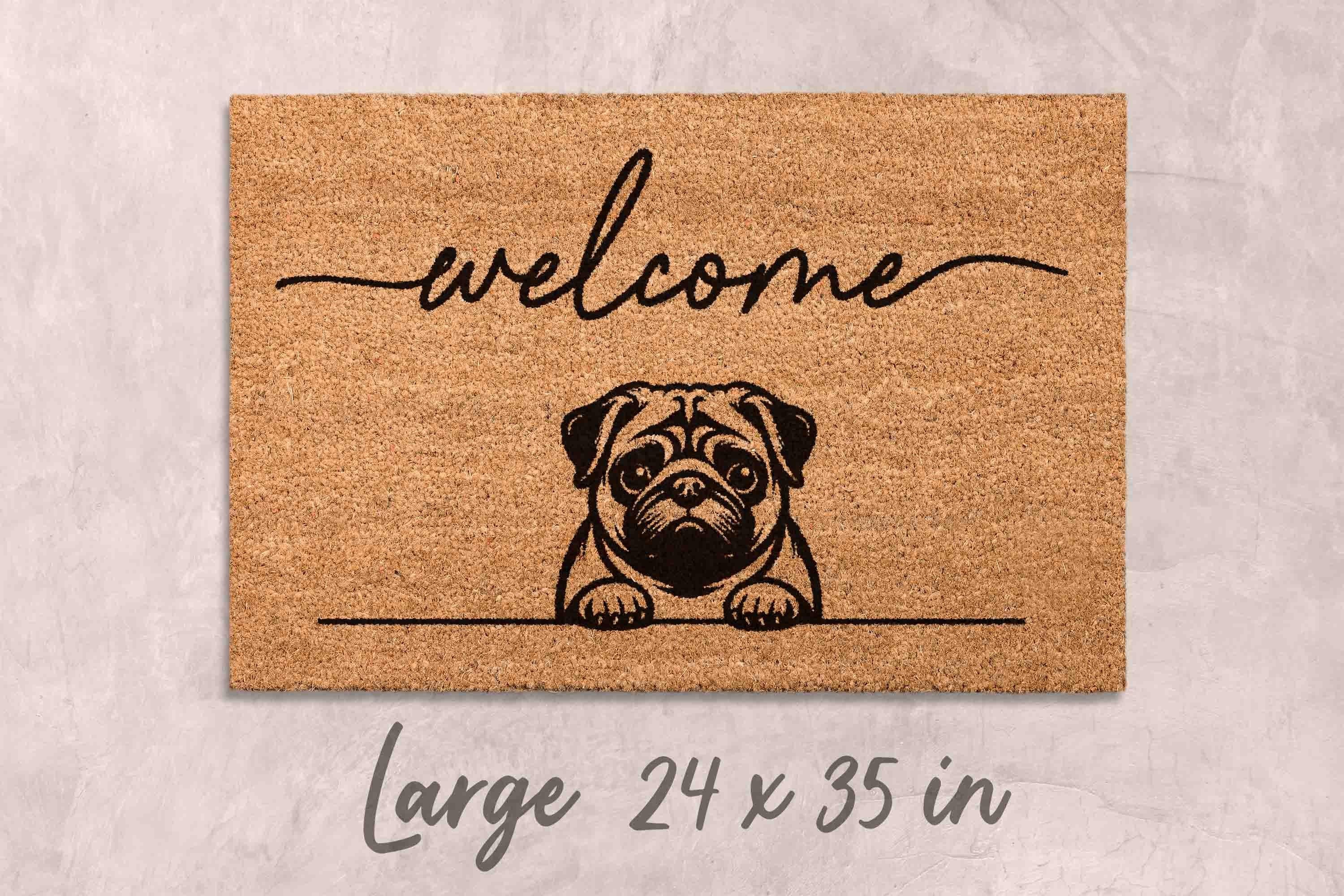 Pug Door Mat - Natural Coir with Latex Backing