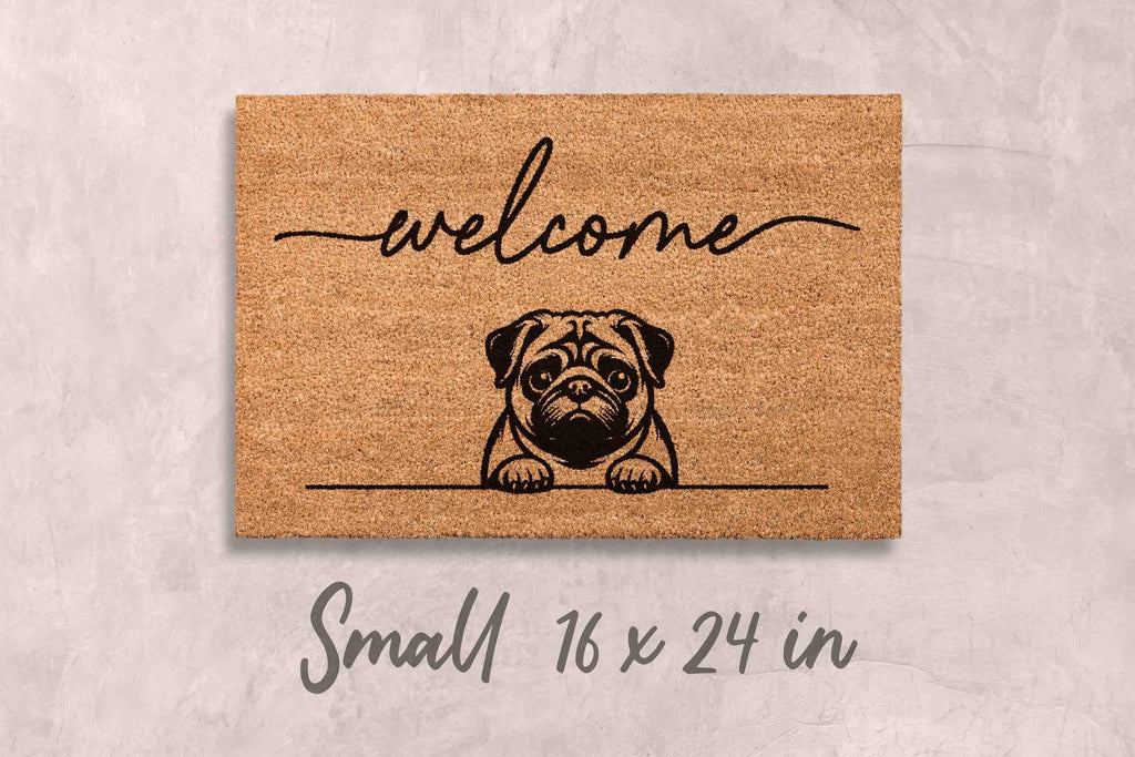 Pug Door Mat - Natural Coir with Latex Backing