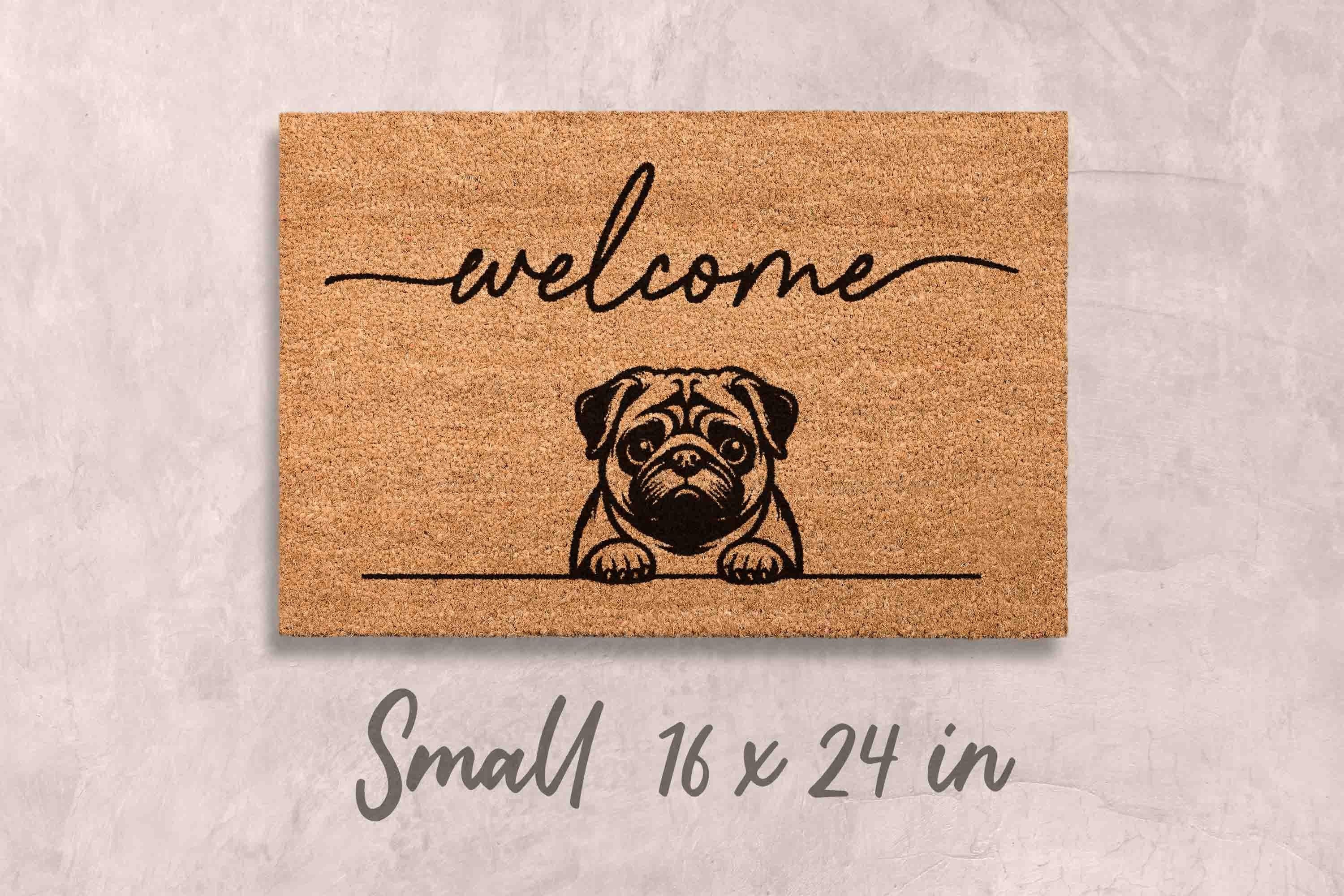 Pug Door Mat - Natural Coir with Latex Backing