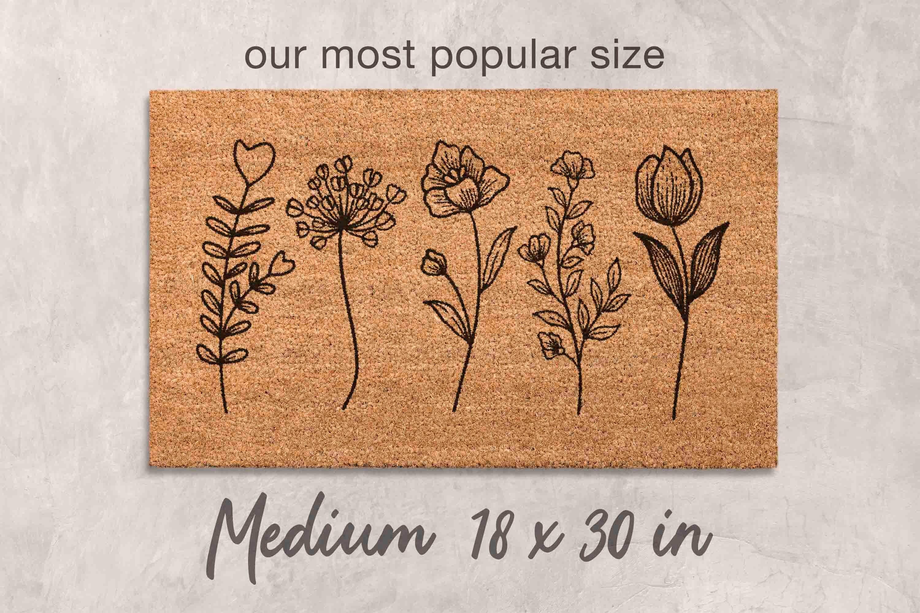Floral Door Mat: Wildflowers Design - Natural Coir Fiber