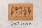 Floral Door Mat: Wildflowers Design - Natural Coir Fiber