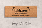 Dog Door Mat: Funny Bourbon & Treats Welcome (Natural Fiber)