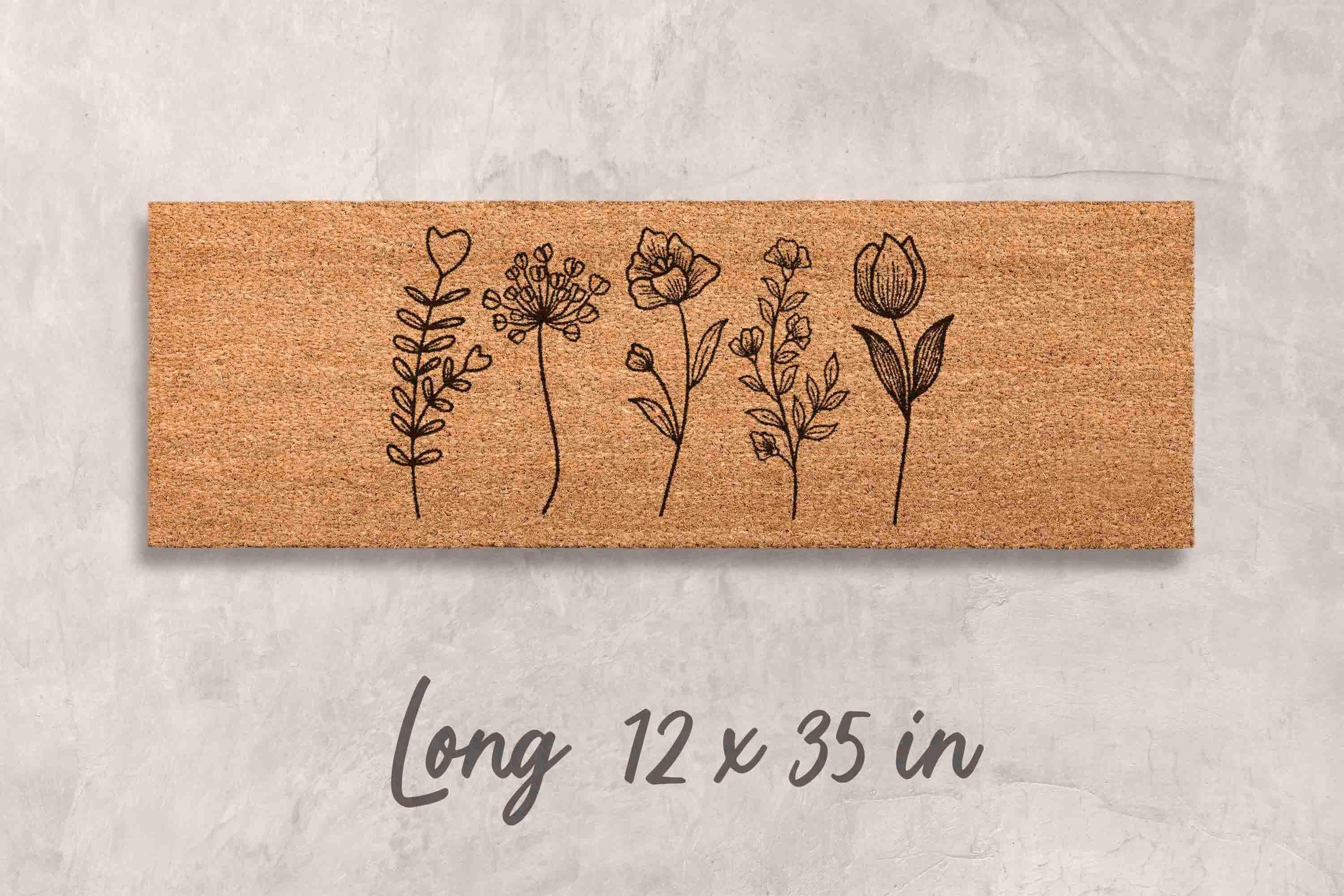 Floral Door Mat: Wildflowers Design - Natural Coir Fiber