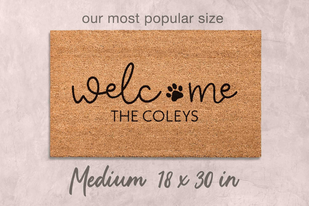 Personalized Dog Doormat: Custom Name, Paw Print Welcome Mat