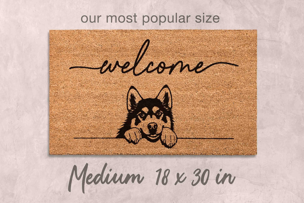 Husky Dog Doormat, Natural Coir Welcome Mat (Latex Backing)