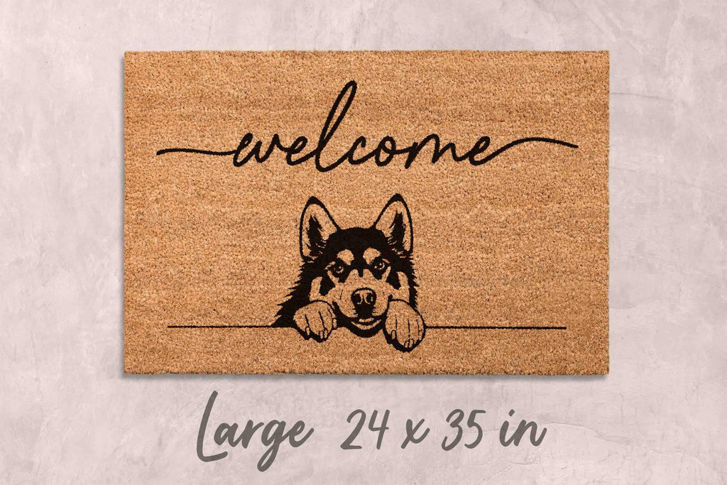 Husky Dog Doormat, Natural Coir Welcome Mat (Latex Backing)