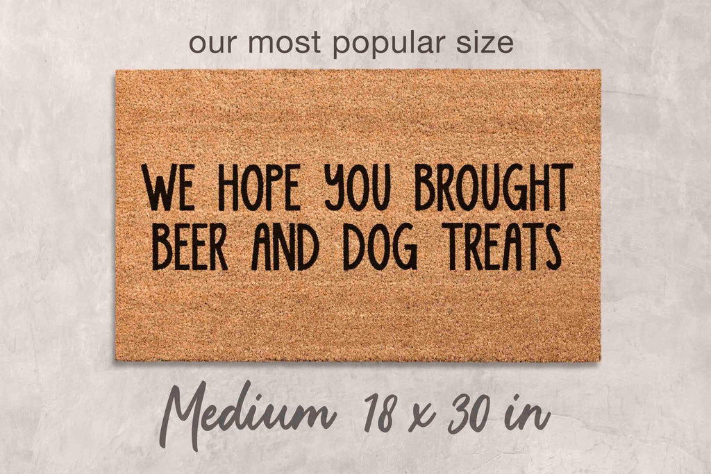 Dog Owner Doormat: Custom Funny Welcome Mat - Beer and Treats