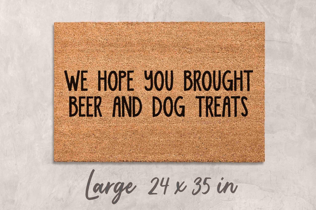Dog Owner Doormat: Custom Funny Welcome Mat - Beer and Treats