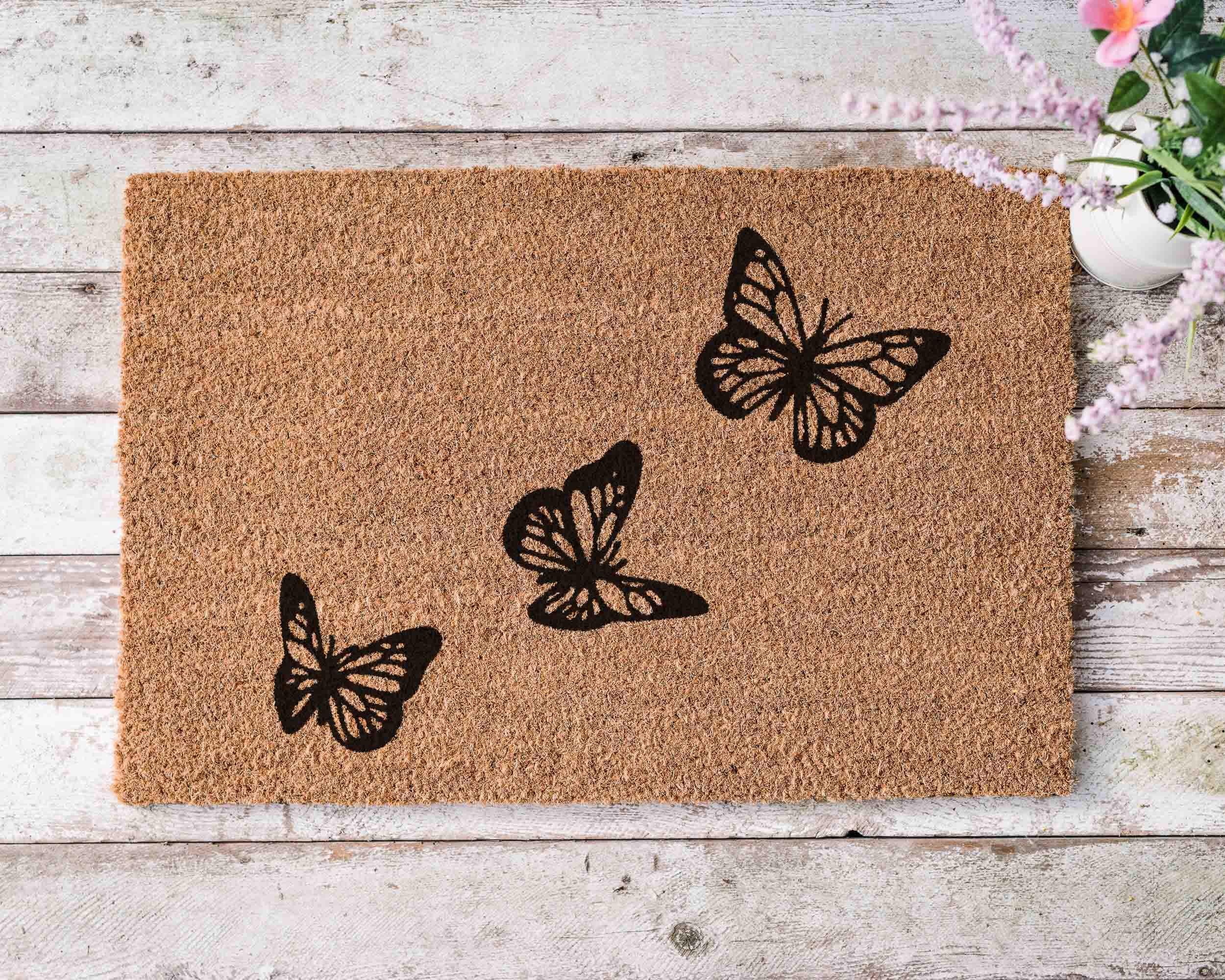 Butterfly Door Mat: Unique Personalized Porch Decor (Coir Fiber)