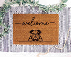 Bulldog Doormat, Natural Coir Welcome Mat (Funny Dog Mom)