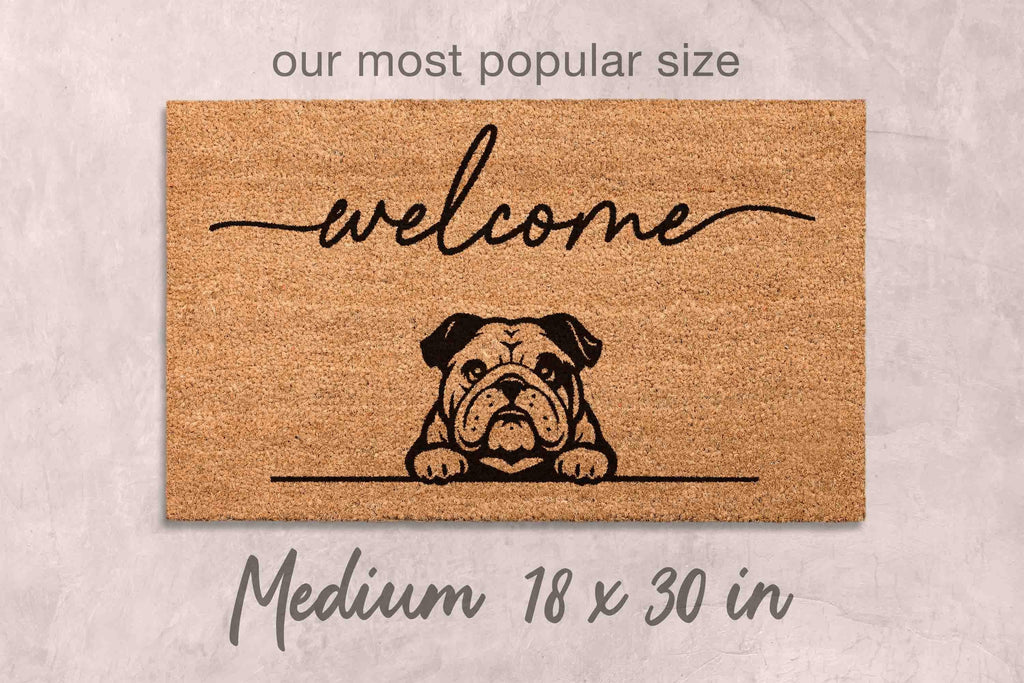 Bulldog Doormat, Natural Coir Welcome Mat (Funny Dog Mom)