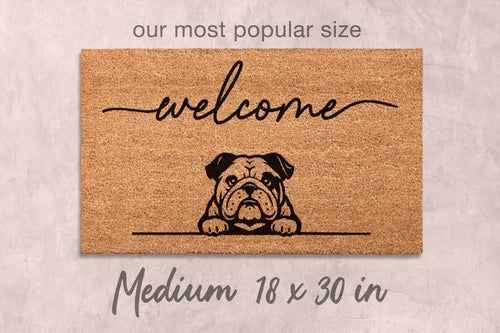 Bulldog Doormat, Natural Coir Welcome Mat (Funny Dog Mom)