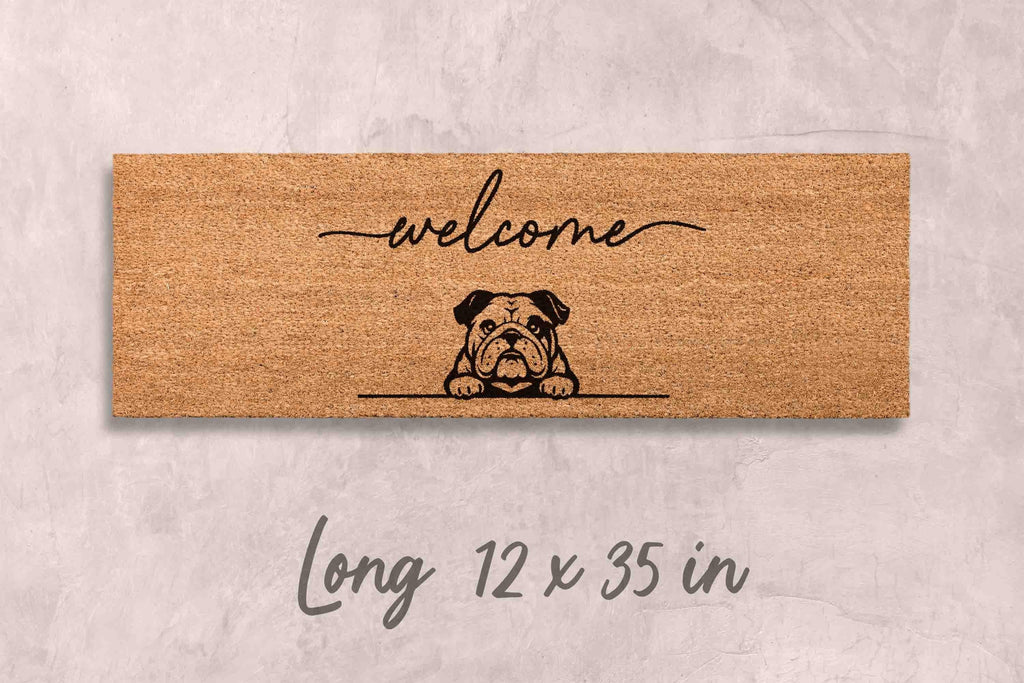 Bulldog Doormat, Natural Coir Welcome Mat (Funny Dog Mom)