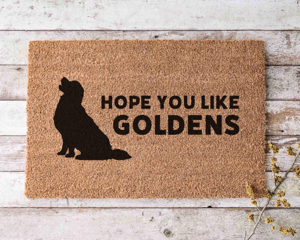 Golden Retriever Doormat: Custom Funny Design (Natural Coir, Latex)