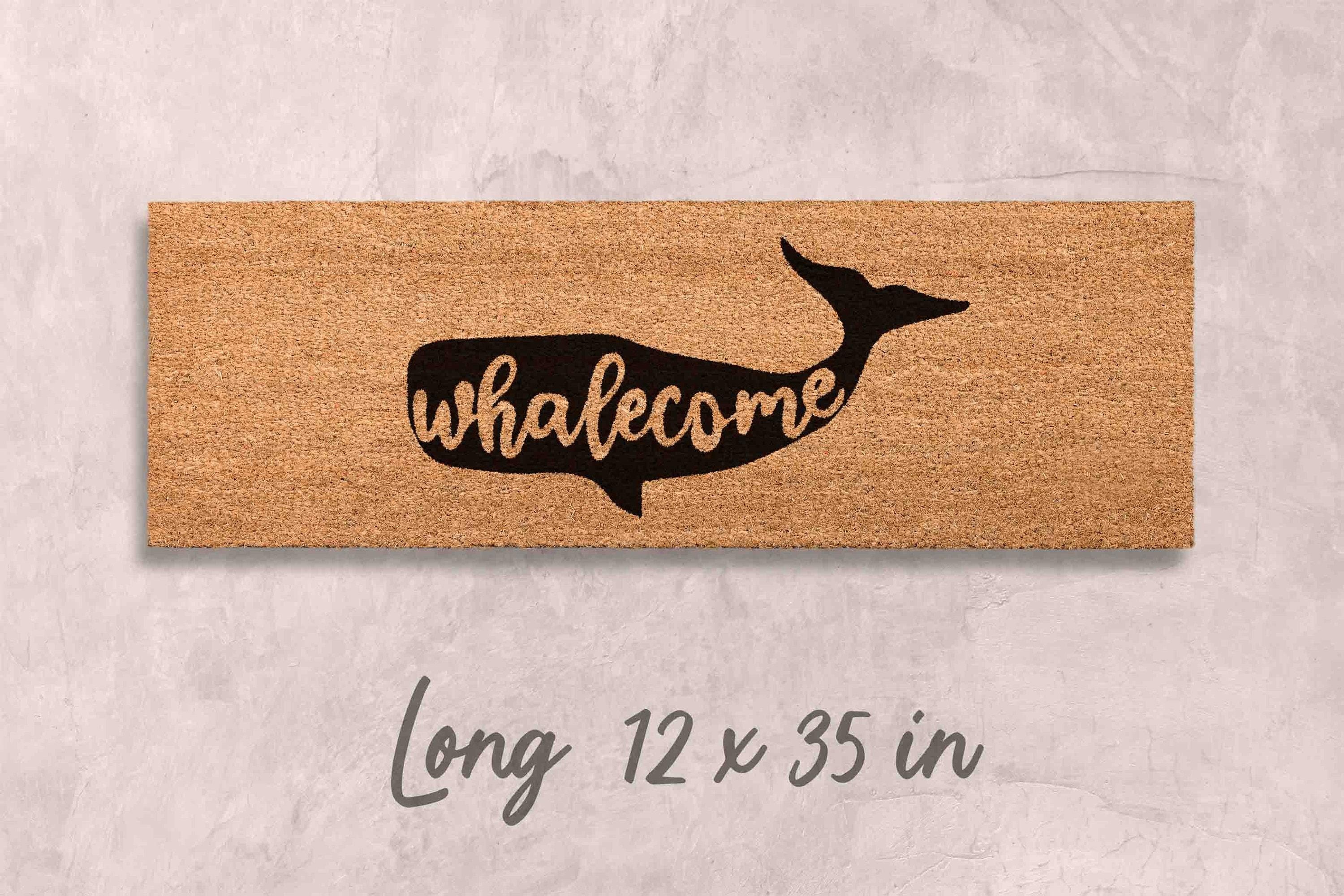 Whalecome Doormat: Nautical Funny Welcome Mat (Natural Coir, Latex)