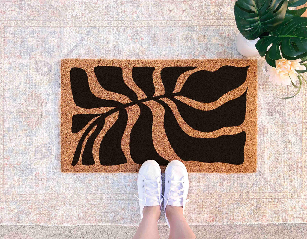 Wildflower Floral Doormat - Natural Coir, Modern Porch Decor