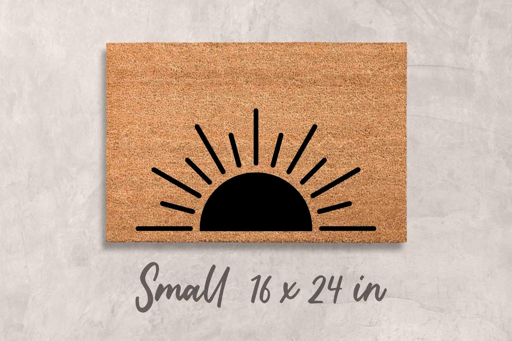 Boho Coir Doormat, Sun Design, Minimalist Porch Mat (Natural Fiber)