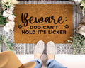 Funny Dog Mom Doormat, Beware Dog Licker (Coir Welcome Mat)