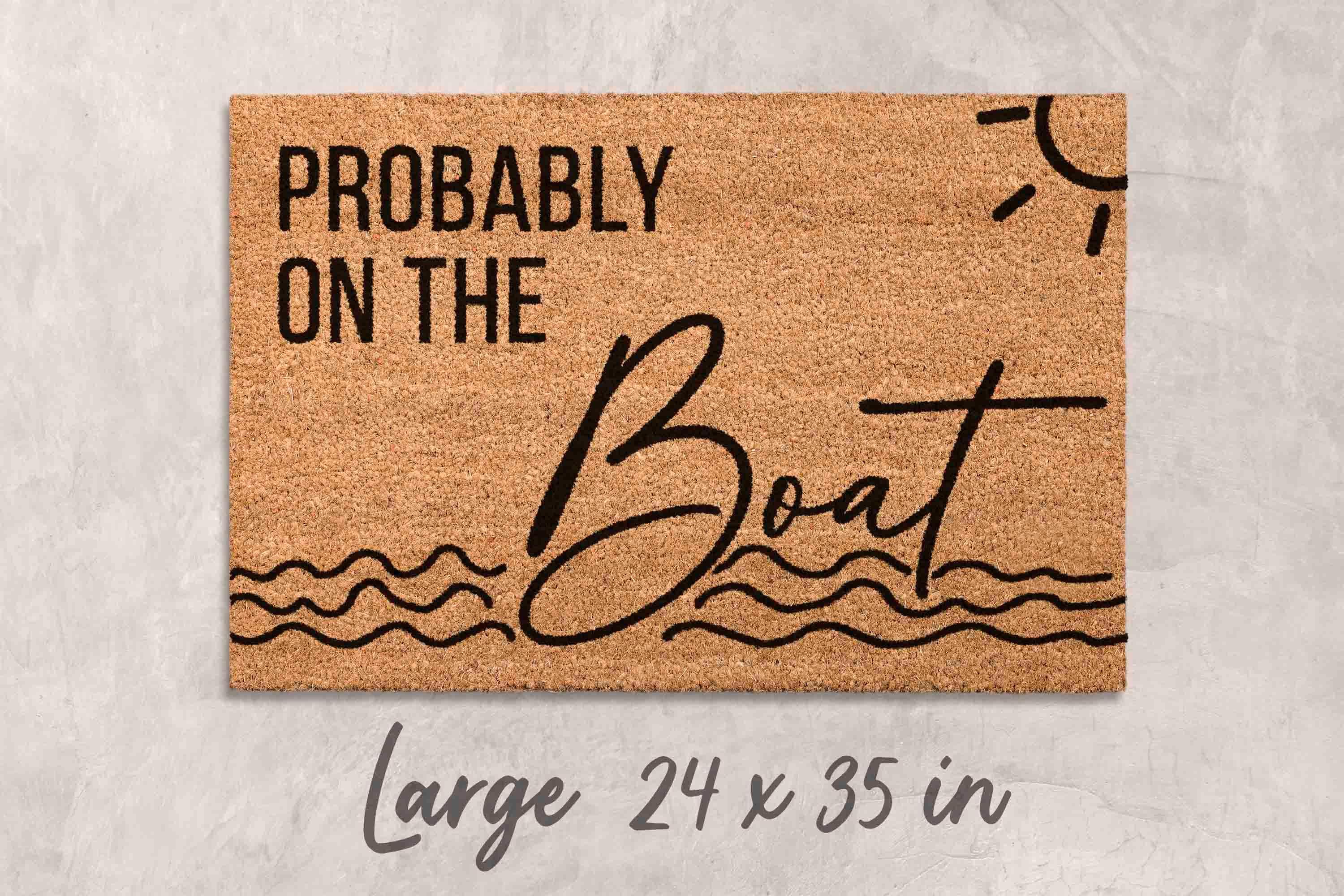 Boat Welcome Mat: Lake House Door Rug (Coir Fiber, Latex)