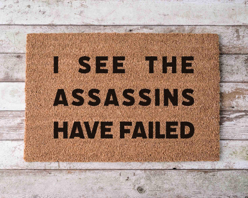 Assassins Doormat: Funny Welcome Mat - Natural Coir, Latex Backing