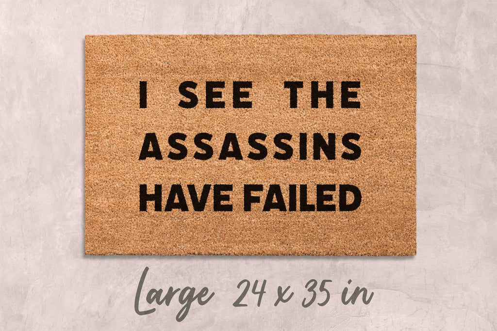 Assassins Doormat: Funny Welcome Mat - Natural Coir, Latex Backing