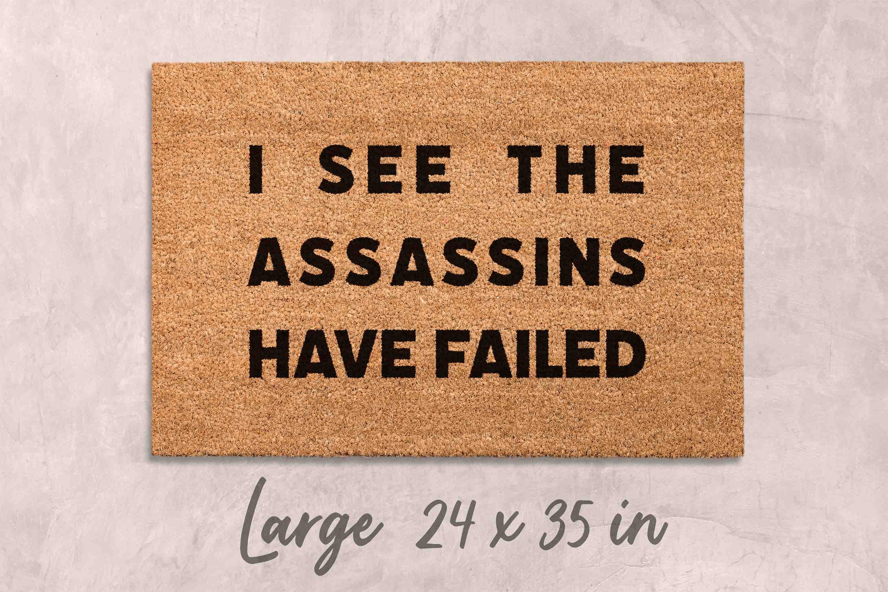 Assassins Doormat: Funny Welcome Mat - Natural Coir, Latex Backing