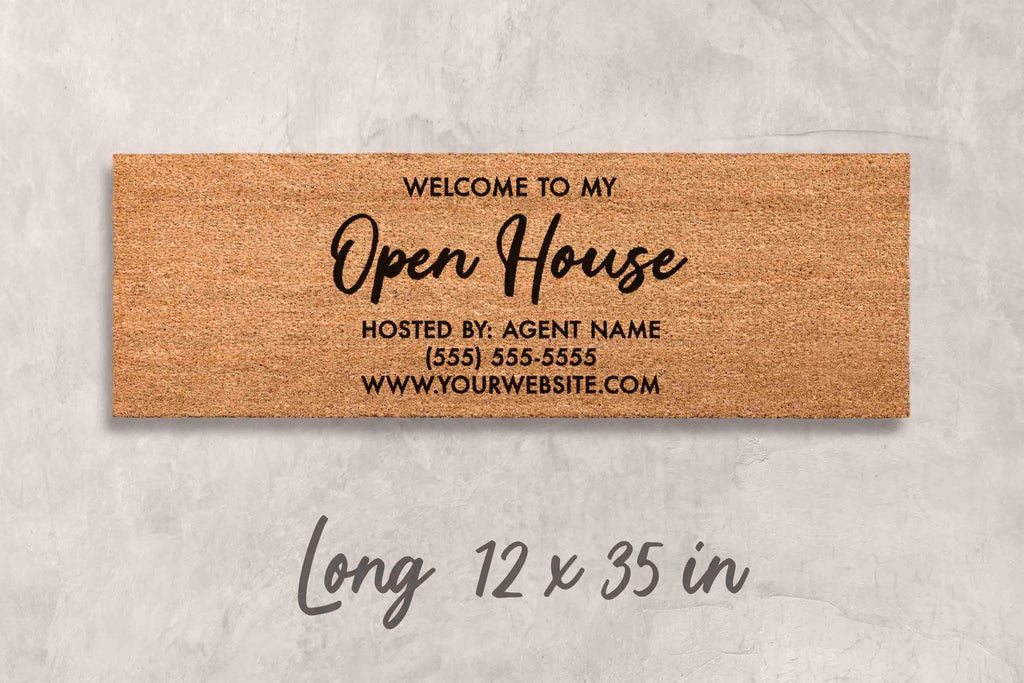 Open House Doormat: Custom Realtor Welcome Mat (Natural Coir)